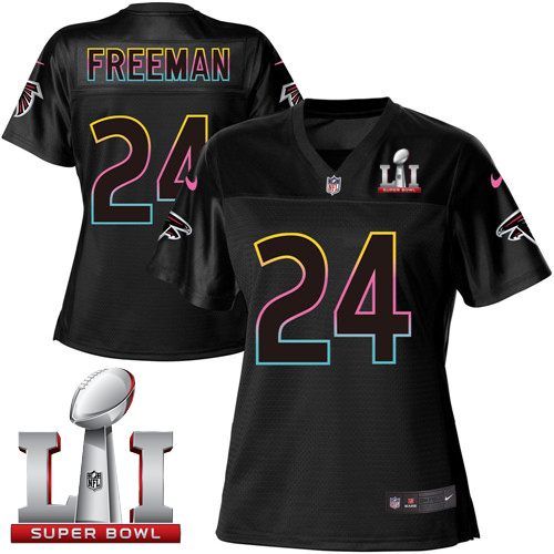 Nike Falcons #24 Devonta Freeman Black Super Bowl LI 51 Women's NFL Fashion Game Jersey